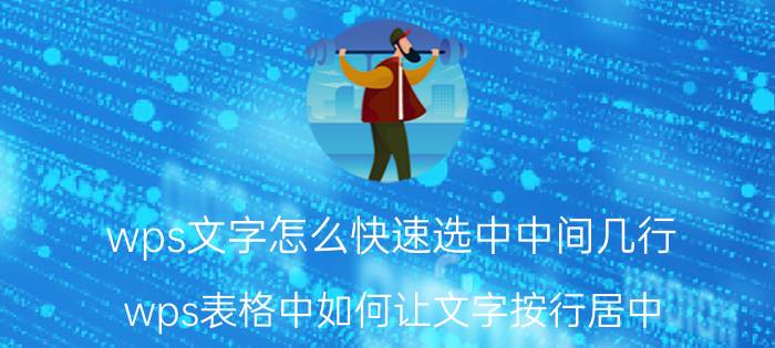 wps文字怎么快速选中中间几行 wps表格中如何让文字按行居中？